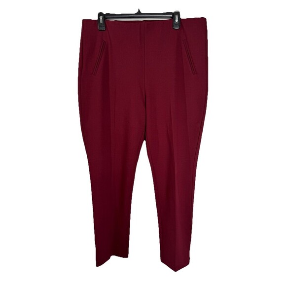 Chico's Pants - Chicos Juliet Pants Womens 2.5 (14) Burgundy Ankle Pull On Ponte Welt Pockets